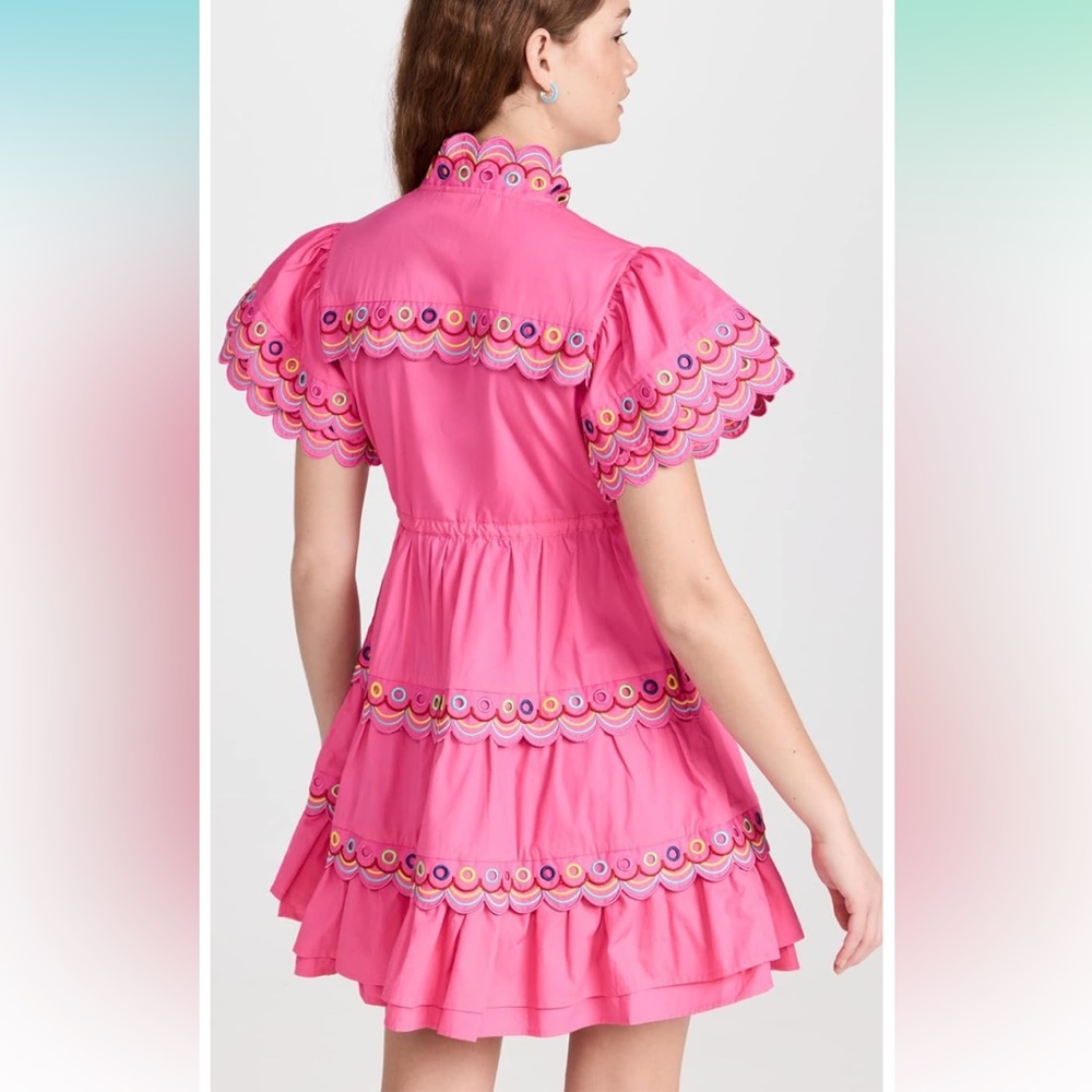 ❗️FINAL❗️NWT CeliaB Marilla Pink Dress Scalloped Eyelet Detail XL - Picture 8 of 16